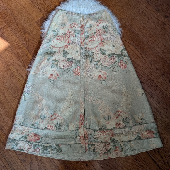 Vintage 90s Lauren Ralph Lauren Linen Floral Print Skirt Small Medium - Picture 7 of 9